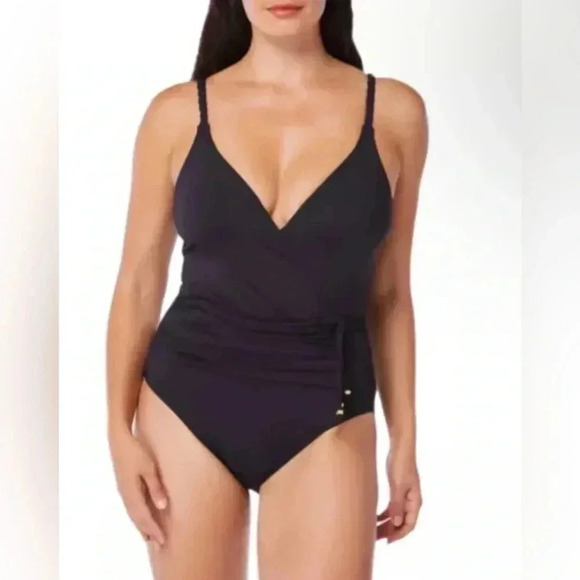 Bleu Rod Beattie Surplice Plunge One-Piece Swimsuit Size 8 - Picture 2 of 11